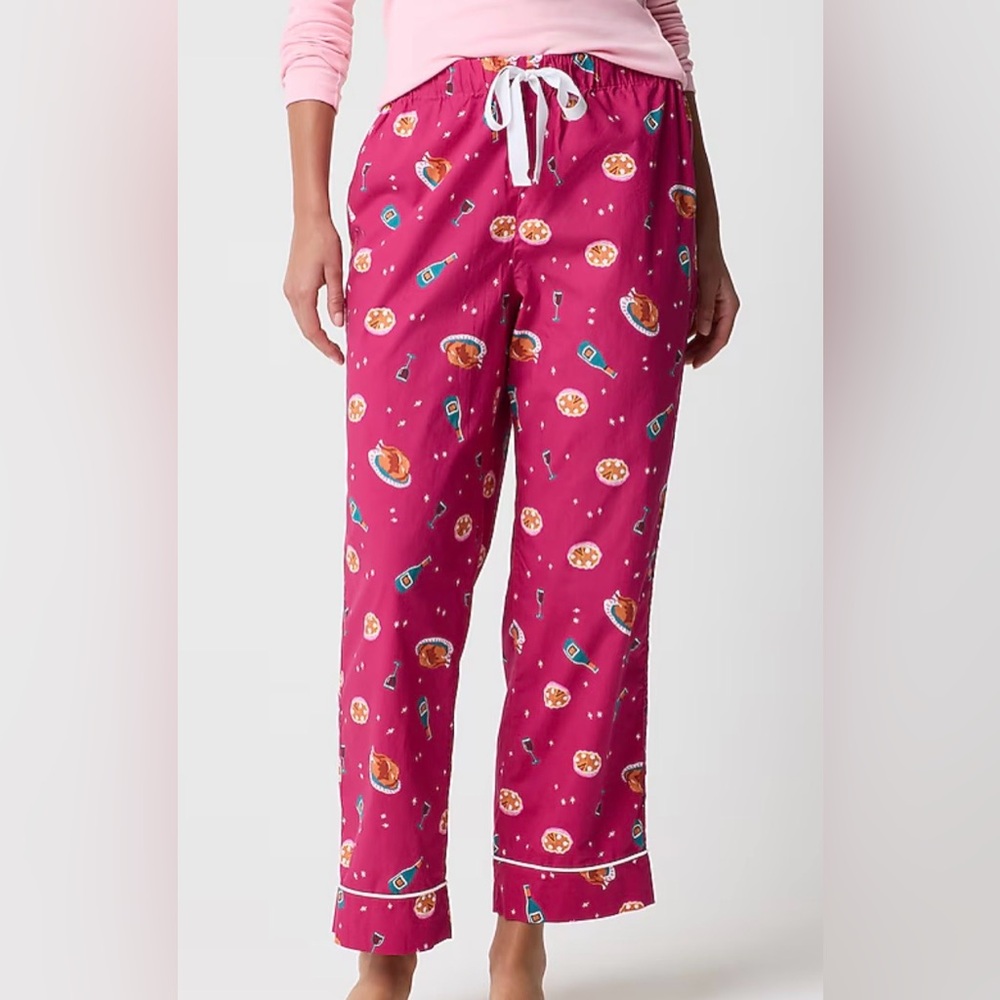 NWT!! J. Crew Pink Cotton Pajama Pants with Playful Print